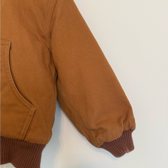 Carhartt Toddler Brown Hooded Canvas Jacket Coat 4T Quilted Lined - Picture 5 of 11